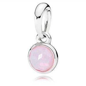 Pandora Pink Opal Round Dangle Charm in Sterling Silver